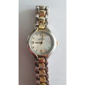 ANNE KLEIN Ladies Watch Mother of Pearl Dial, Monogram Strap New Battery